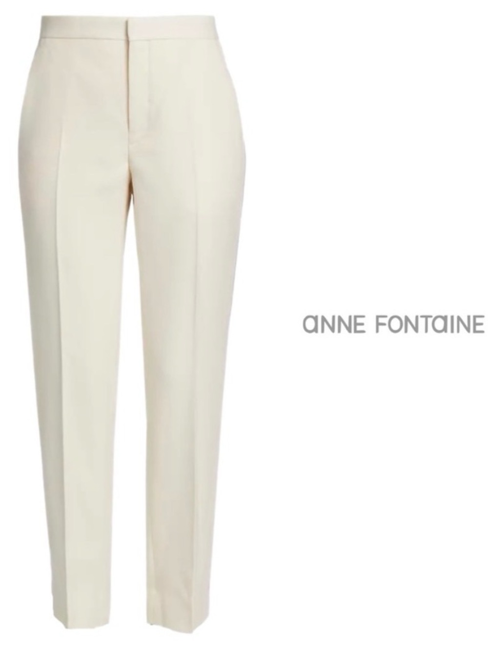 Anne Fontaine Matys Ankle Zip Tuxedo Stripe Trousers White Size 42 10 NEW